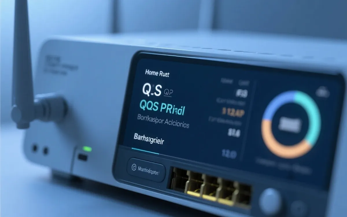 路由器后台QoS与设备优先级设置的抽象界面示意